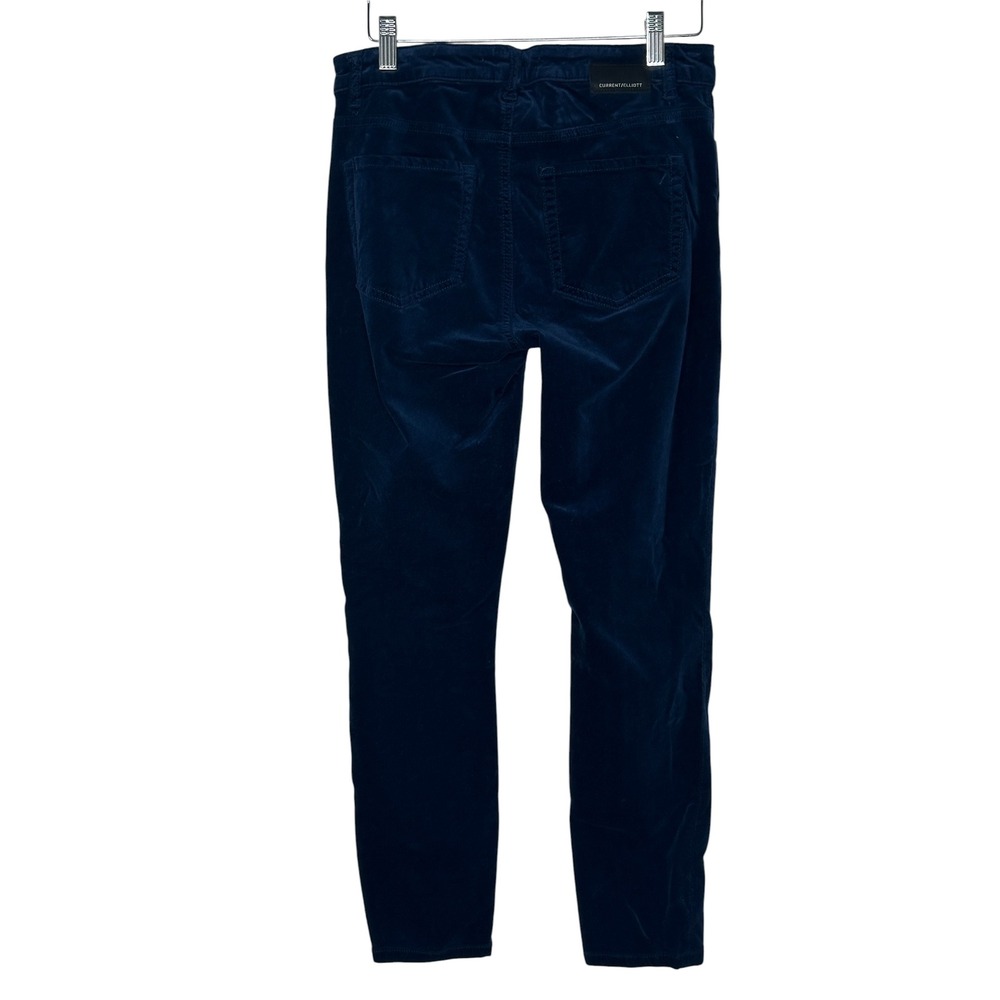 Current Elliott Skinny Ankle Pants 28 Sapphire Blue Velvet Corduroy Stiletto Mid - Picture 4 of 9